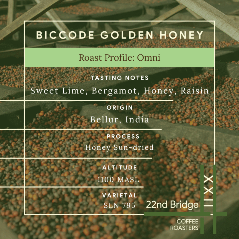 Biccode Golden Honey, coffee information Honey sun-dired process